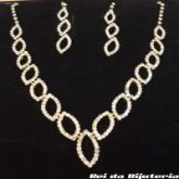 Colar de Festa + Brincos Strass - M5 ( Prata/Dourado Sortido