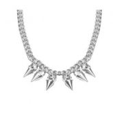 Colar Spike Strass Silver Prata