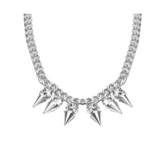 Colar Spike Strass Silver Prata